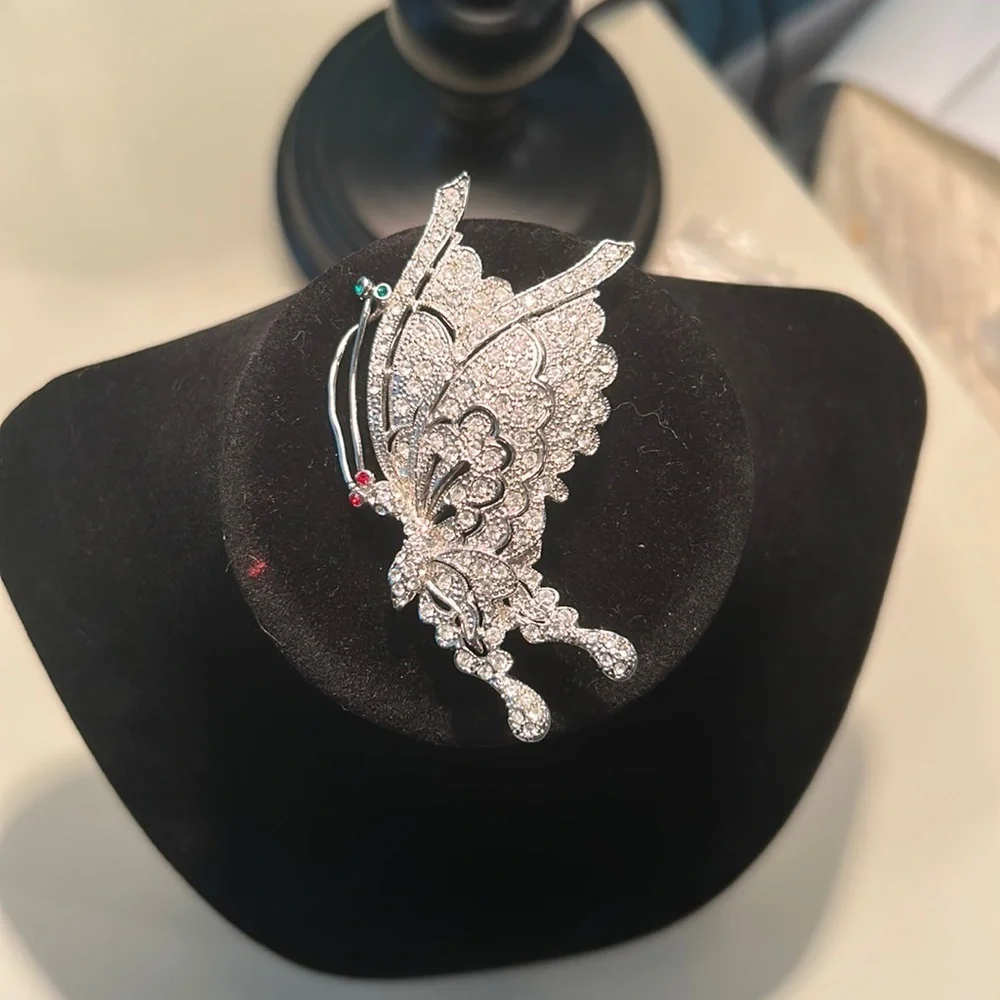 Jewel encrusted Butterfly Brooch and a little butterfly pin for company